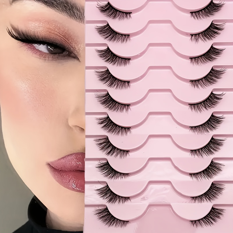 Eyelash Extension Volume - 10 Pairs Natural Fluffy Half Lashes,