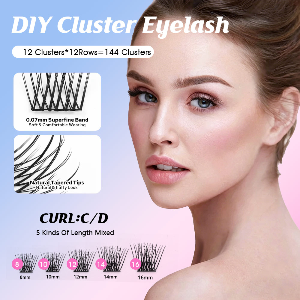 144 pcs DIY Cluster Segmented  - Eyelash Extension Russian Volume 评论和价格