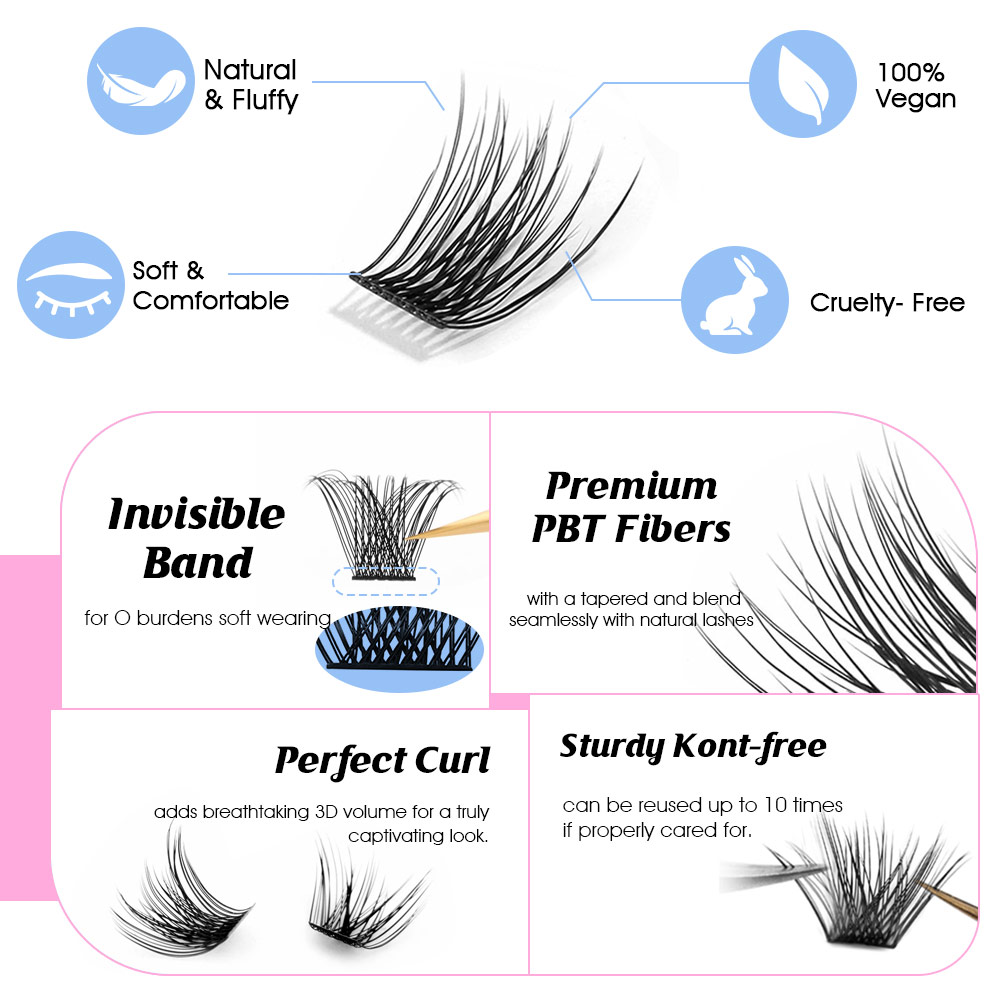 144 pcs DIY Cluster Segmented  - Eyelash Extension Russian Volume 评论和价格