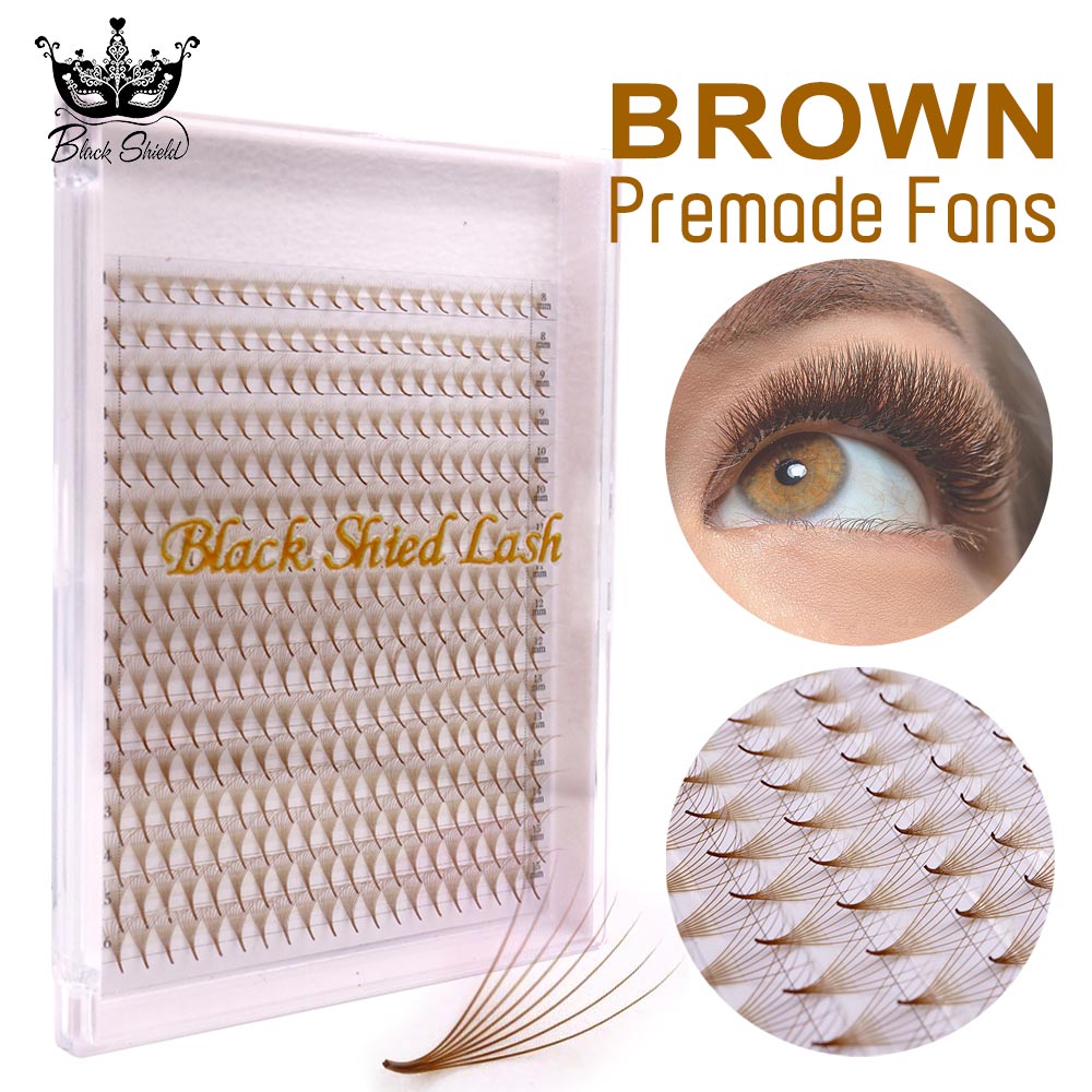 320 Colored Pointy Base Brown  - Eyelash Extension Russian Volume 评论和价格