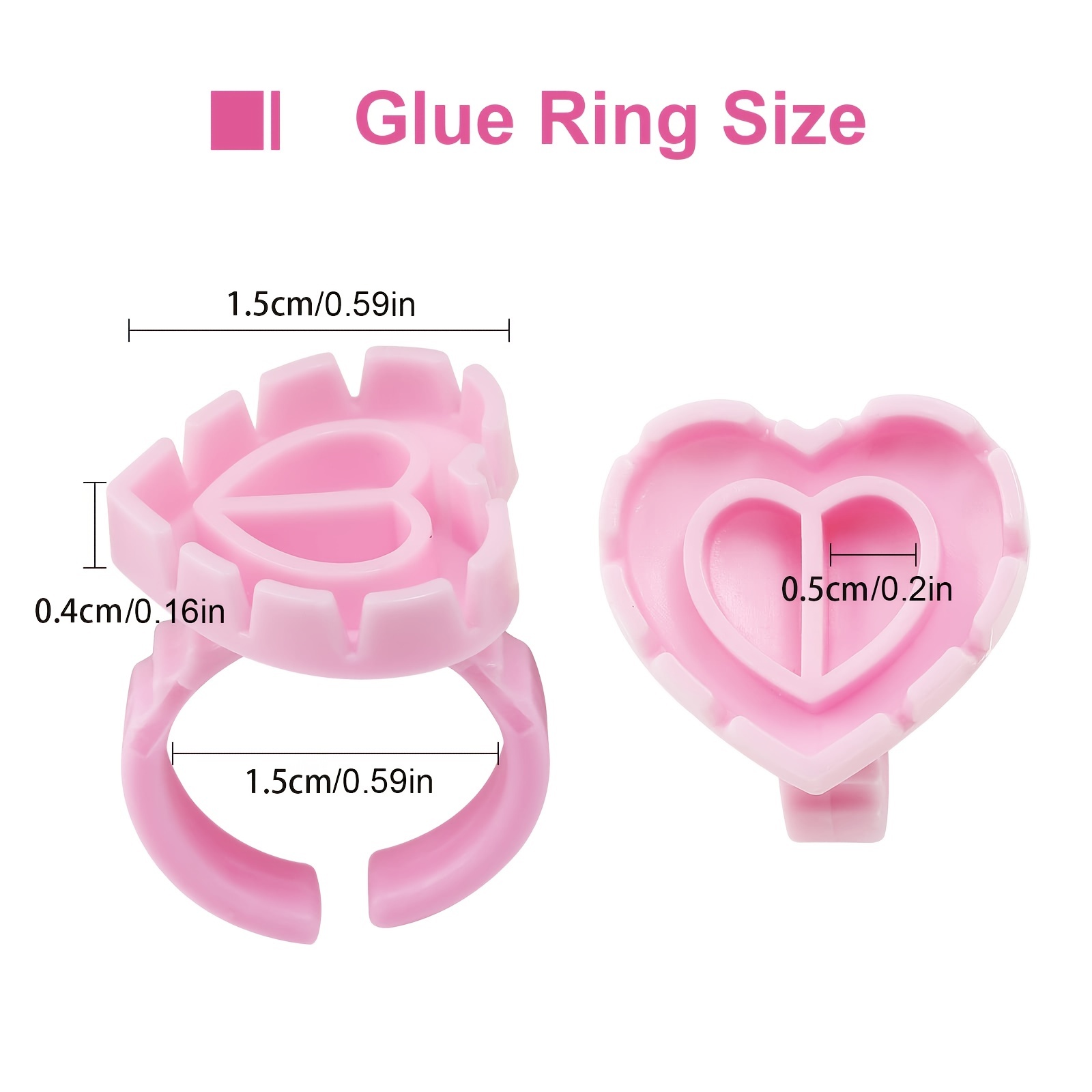 100PCSHeart Eyelash Glue Rings - Eyelash Extension Volume 评论和价格