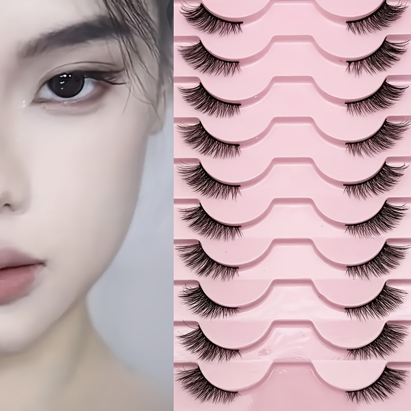 10 Pairs Natural Fluffy Half L - Eyelash Extension Volume 评论和价格
