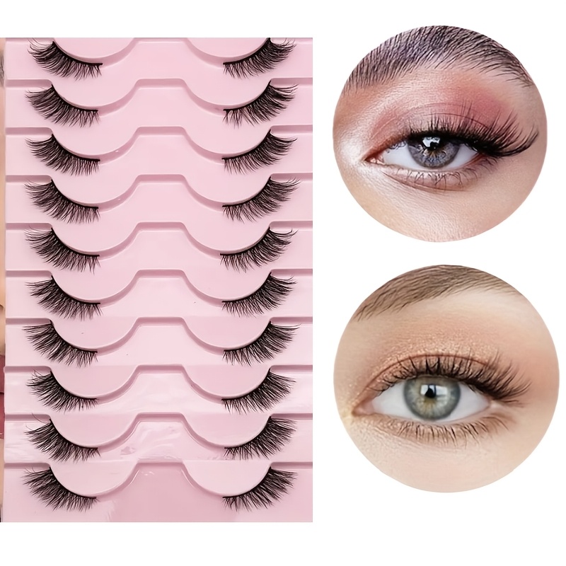 10 Pairs Natural Fluffy Half L - Eyelash Extension Volume 评论和价格