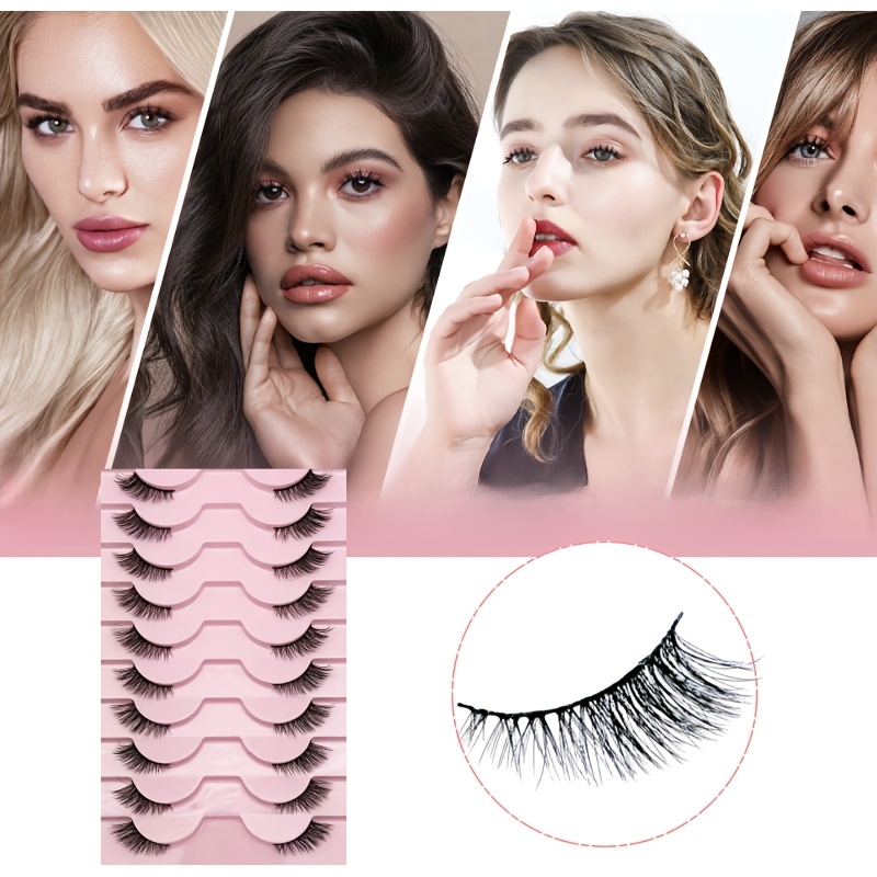 10 Pairs Natural Fluffy Half L - Eyelash Extension Volume 评论和价格